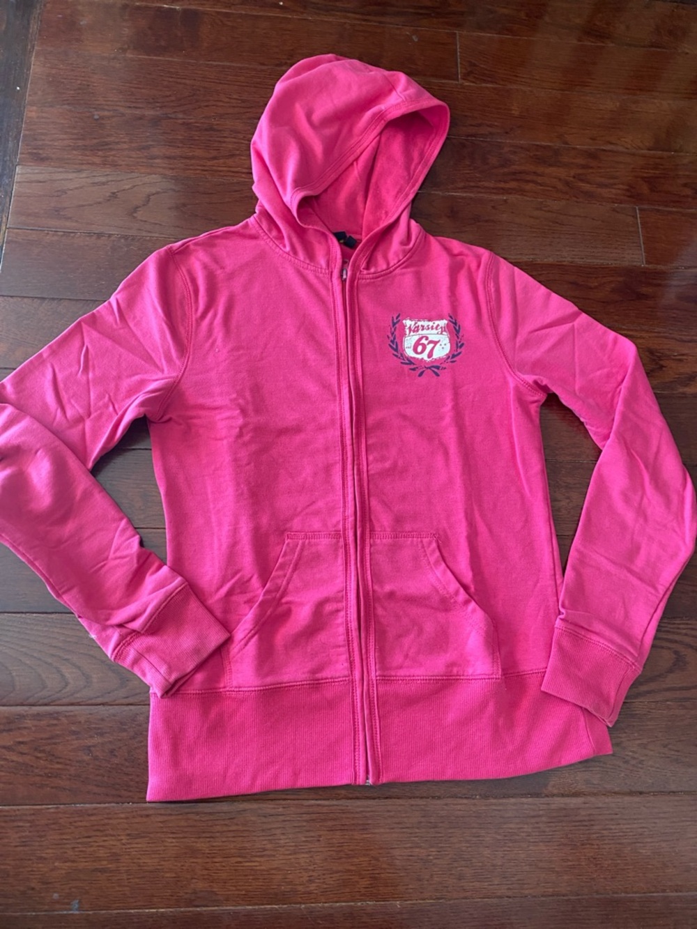 Girls' Hot Pink Zip-Up ‘67’ Hoodie Jacket